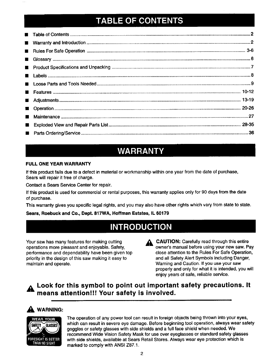 Craftsman 315.212130 User Manual | Page 2 / 36