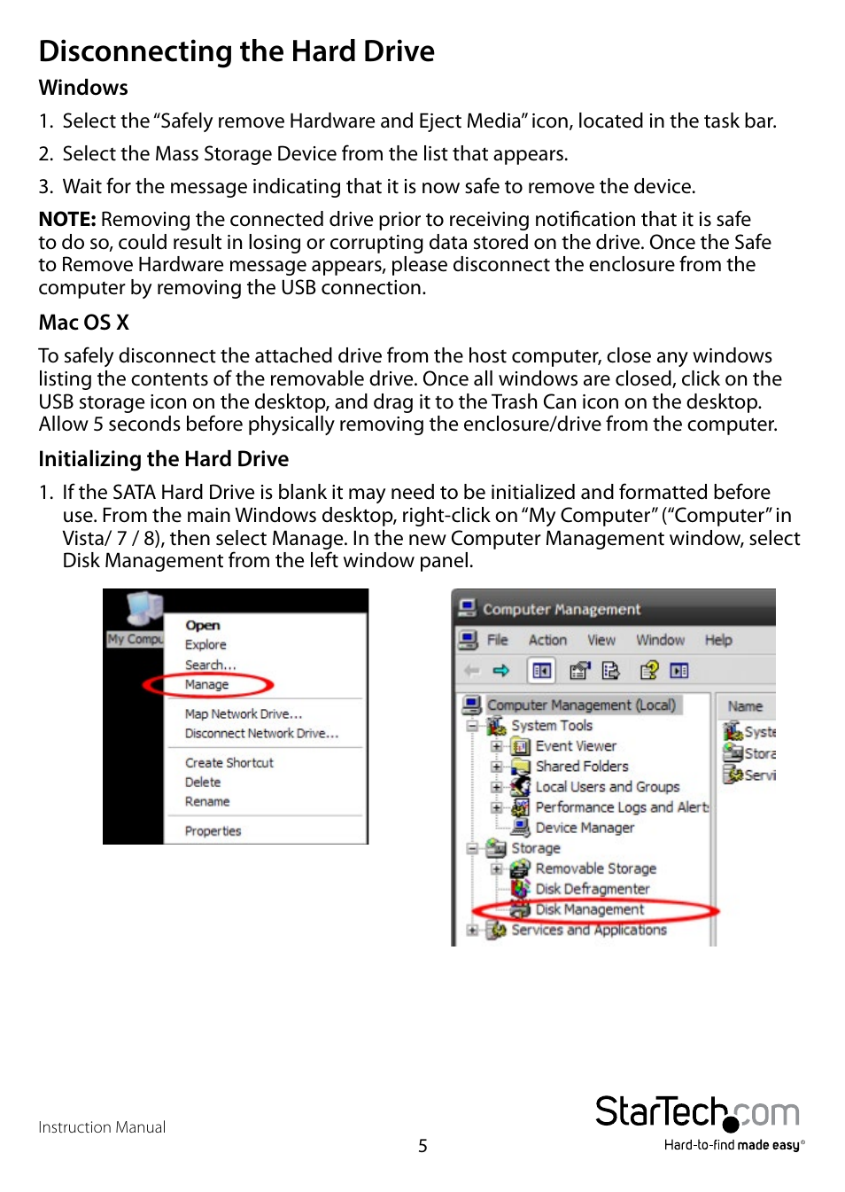 Disconnecting the hard drive | StarTech.com S3510BMU33ET User Manual | Page 8 / 11