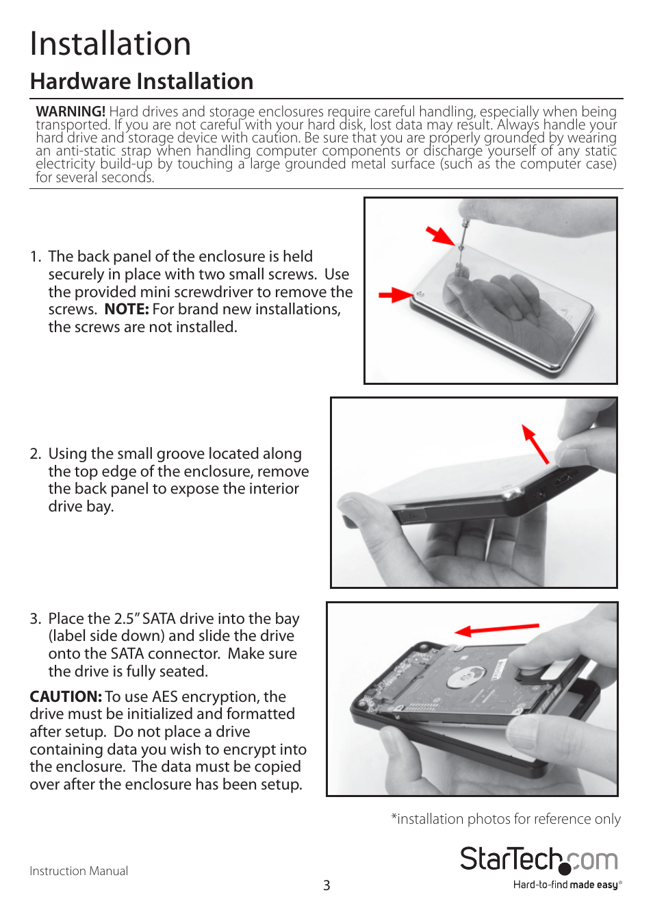 Installation, Hardware installation | StarTech.com S2510BU3PW User Manual | Page 6 / 15