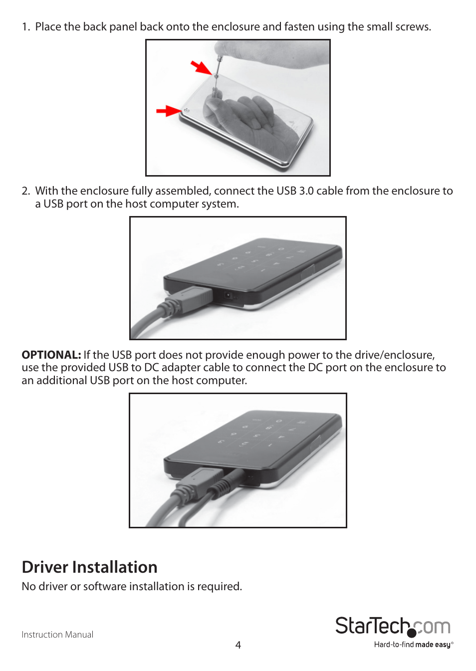 Driver installation | StarTech.com S2510BU3PW User Manual | Page 7 / 15