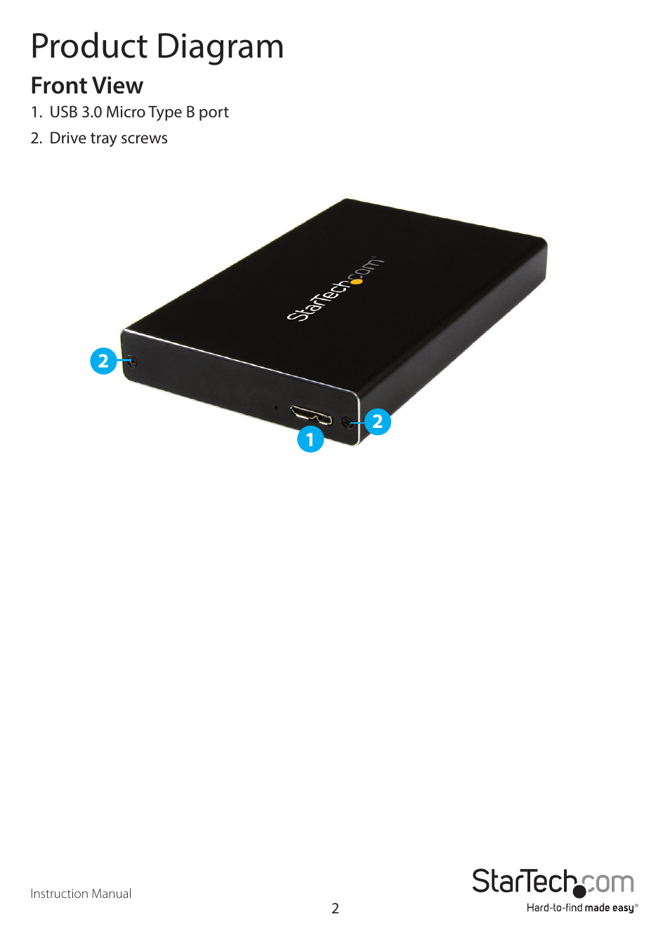 Product diagram, Front view | StarTech.com UNI251BMU33 User Manual | Page 5 / 14