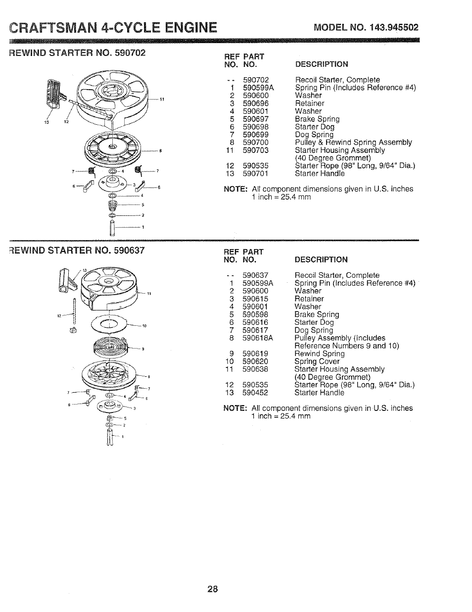 Craftsman, 4«cycle engine | Craftsman 917.37459 User Manual | Page 28 / 32