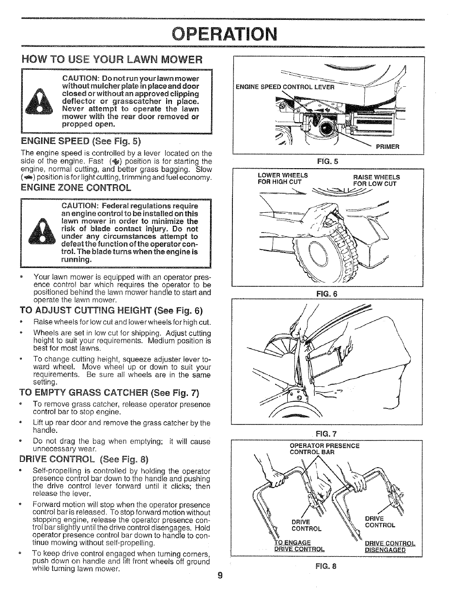 How to use your lawn mower, Operation | Craftsman 917.37459 User Manual | Page 9 / 32