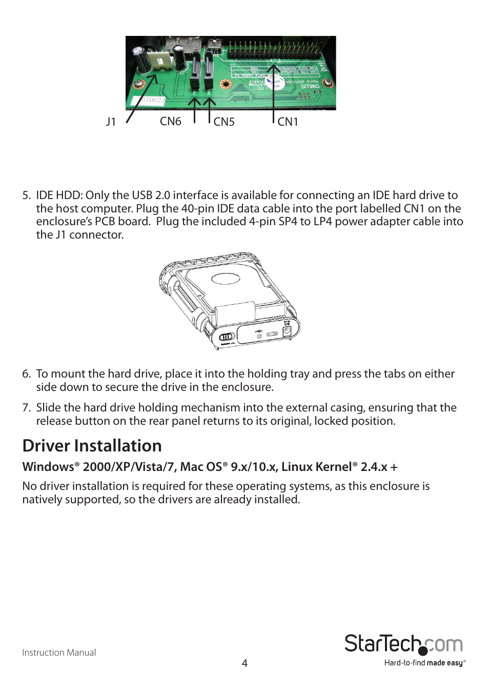 Driver installation | StarTech.com UNI3510UEBGB User Manual | Page 7 / 13