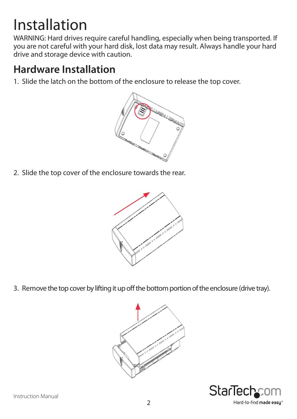 Installation, Hardware installation | StarTech.com UNI2510U2V User Manual | Page 5 / 11