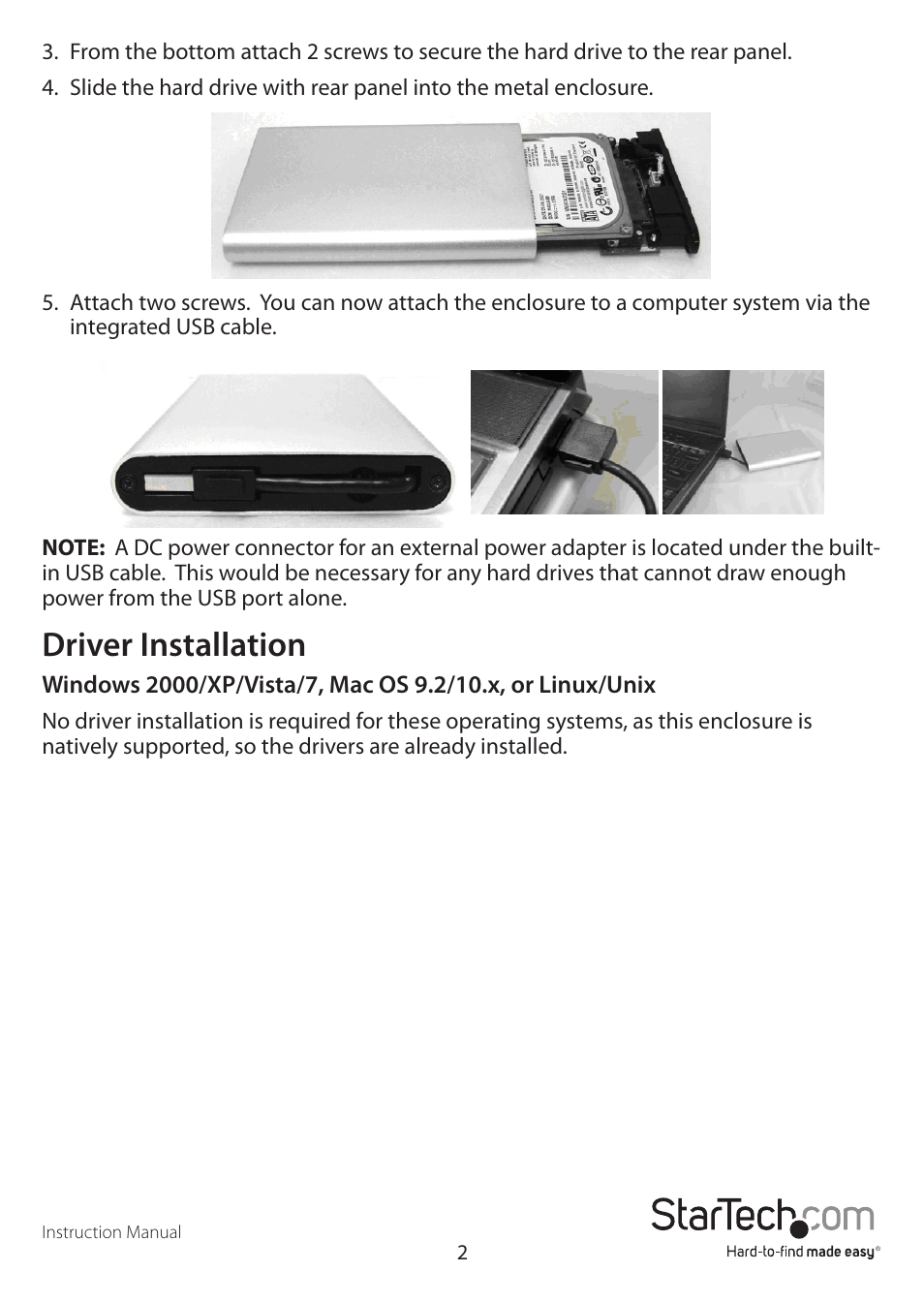 Driver installation | StarTech.com SAT2510SCB User Manual | Page 5 / 9