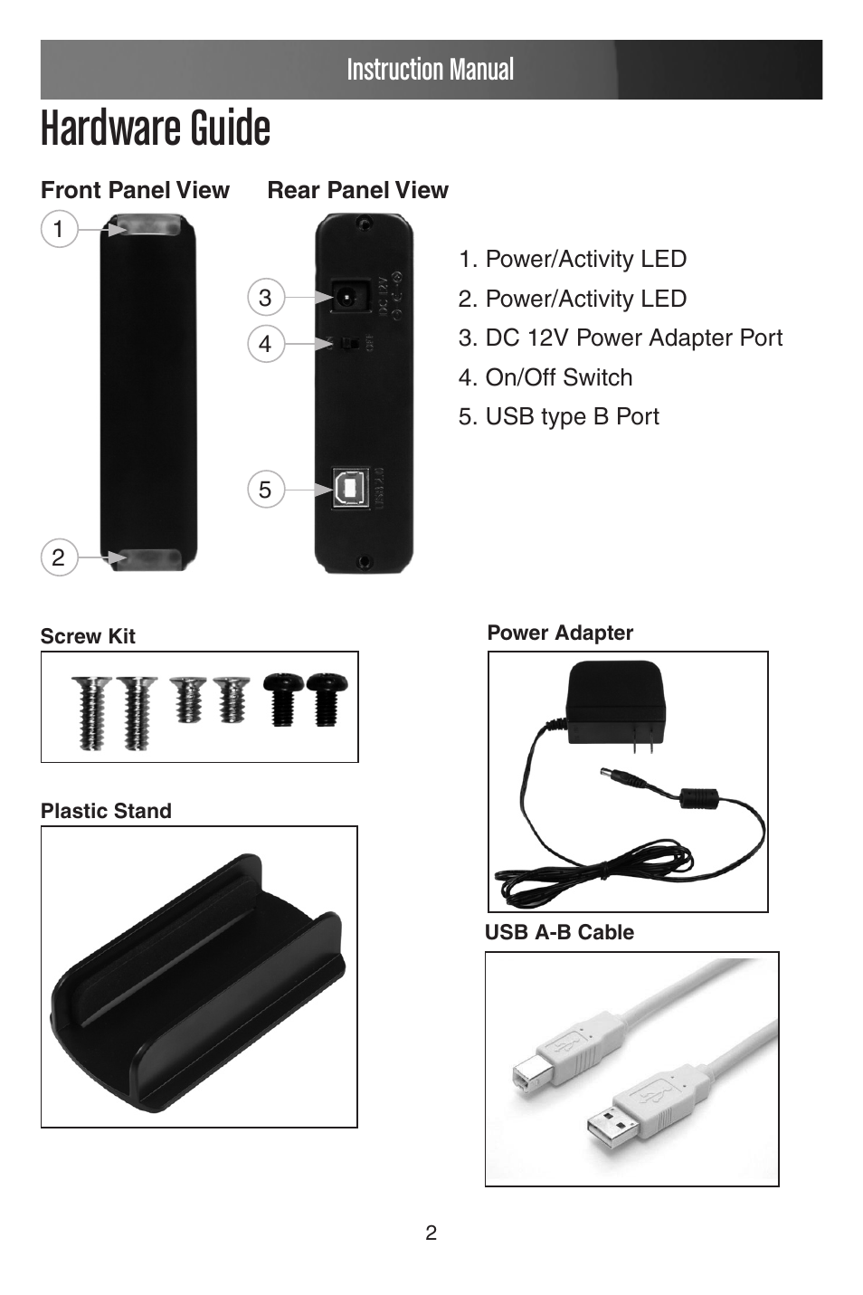 Hardware guide, Instruction manual | StarTech.com SAT3510BU2V User Manual | Page 5 / 11