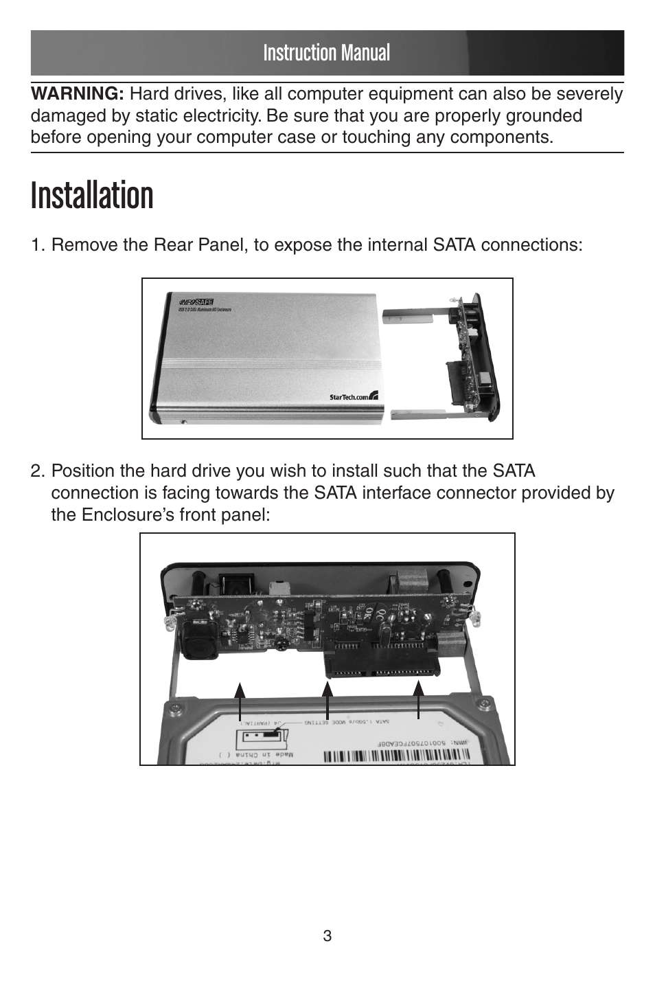 Installation, Instruction manual | StarTech.com SAT3510BU2V User Manual | Page 6 / 11