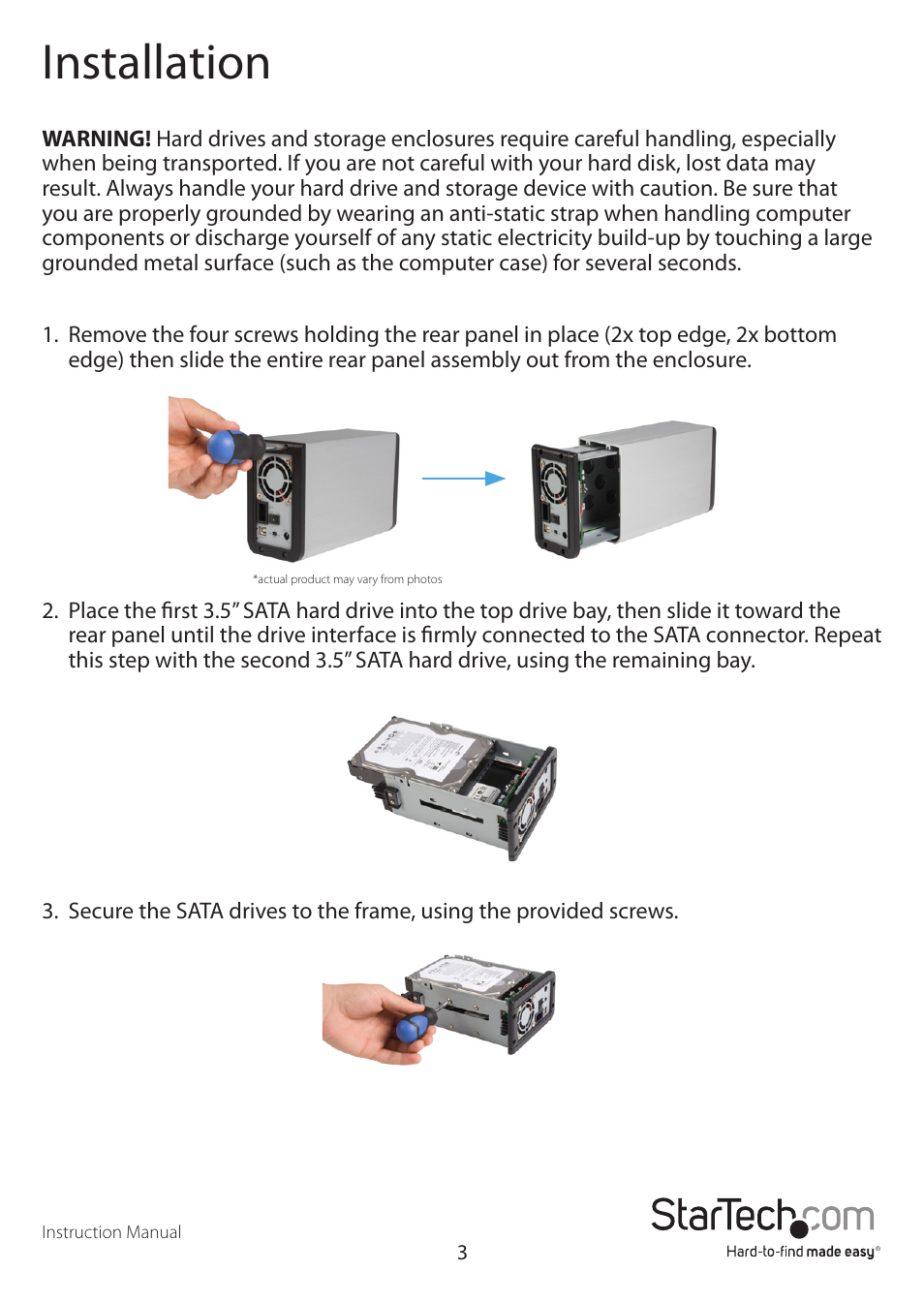 Installation | StarTech.com SAT3520U3SR User Manual | Page 6 / 13