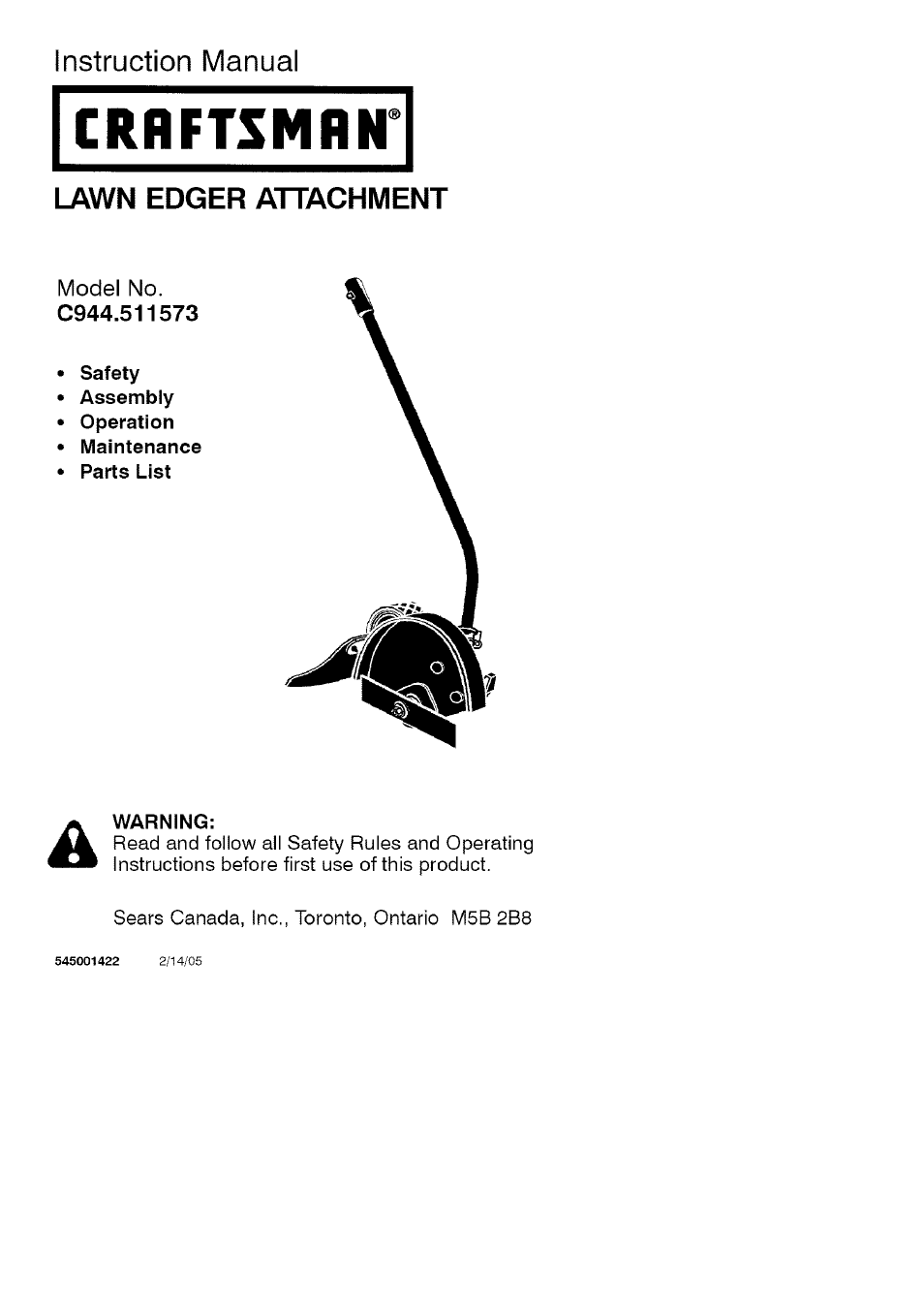 Craftsman C944.511573 User Manual | 10 pages