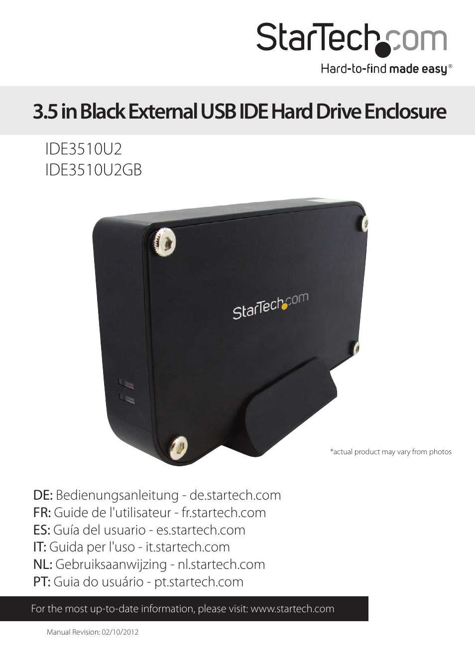 StarTech.com IDE3510U2GB User Manual | 11 pages