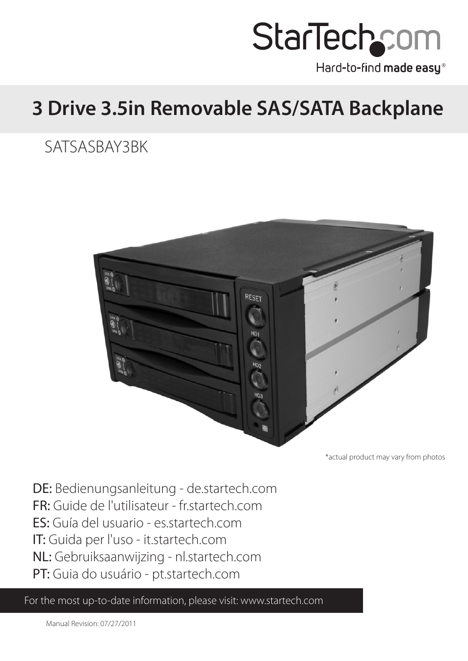 StarTech.com SATSASBAY3BK User Manual | 10 pages