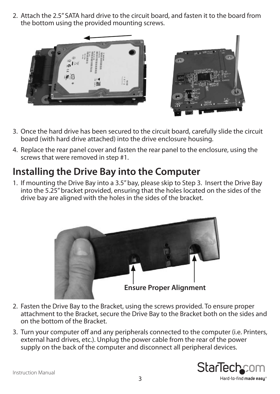 Installing the drive bay into the computer | StarTech.com SAT2510U3S User Manual | Page 6 / 12