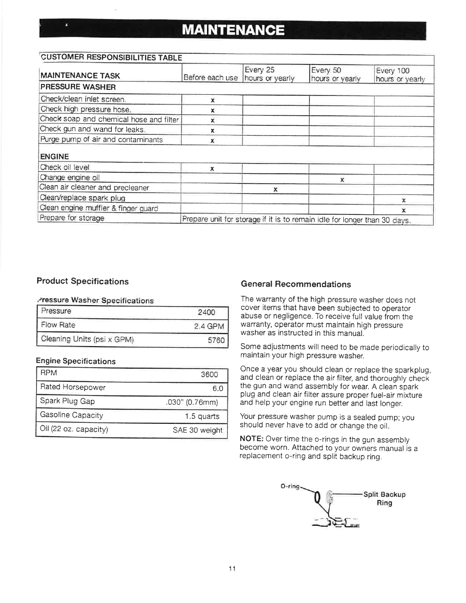 Maintenance, General recommendations | Craftsman 919.679240 User Manual | Page 11 / 30