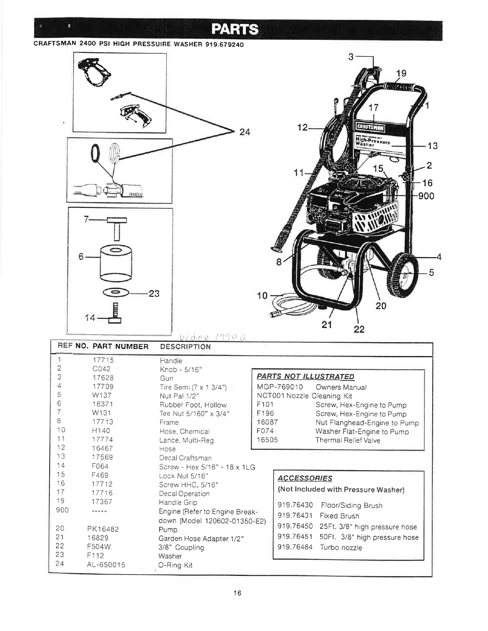 Parts | Craftsman 919.679240 User Manual | Page 16 / 30