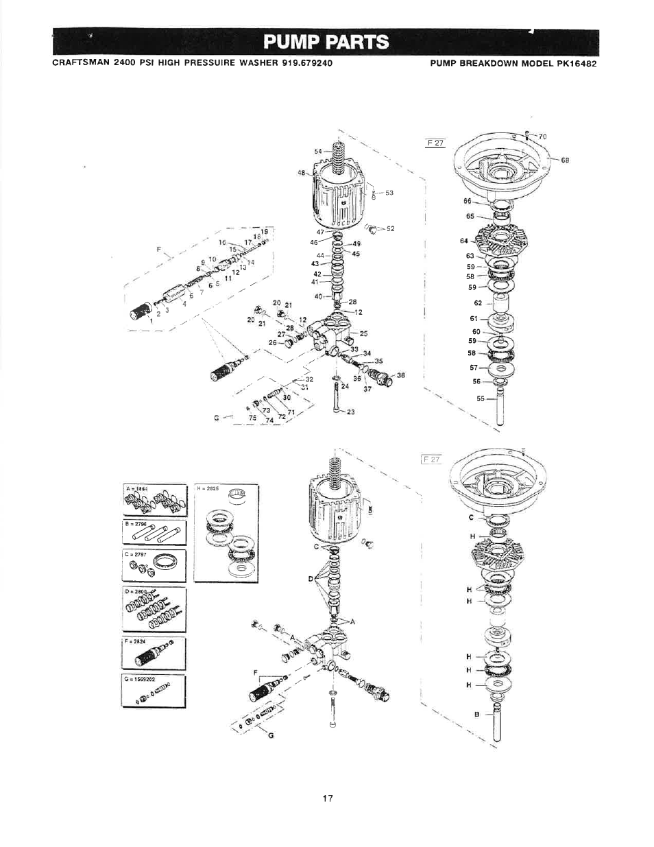 Pump parts | Craftsman 919.679240 User Manual | Page 17 / 30