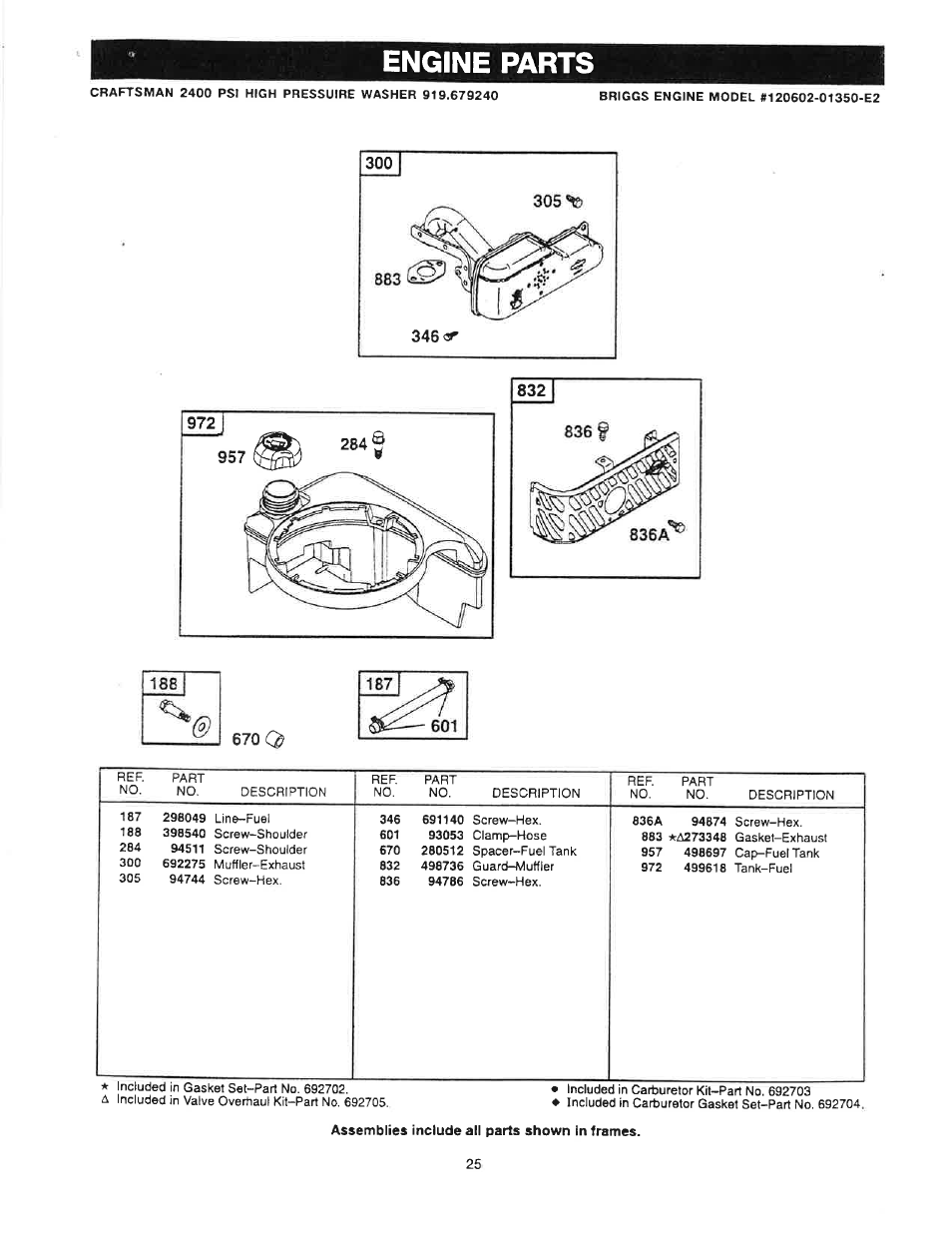 Engine parts | Craftsman 919.679240 User Manual | Page 25 / 30