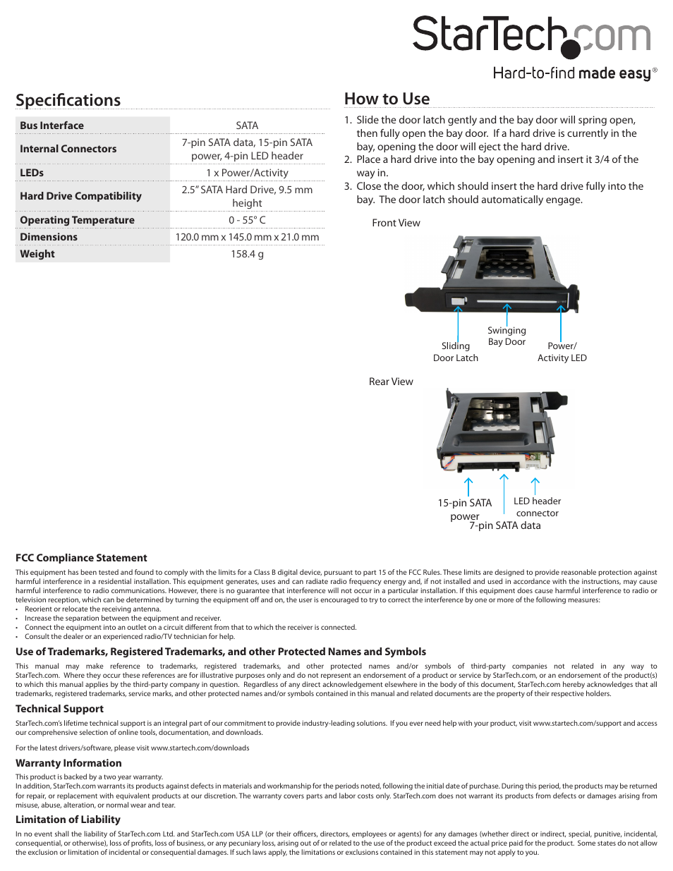 Specifications, How to use | StarTech.com S25SLOTR User Manual | Page 2 / 2