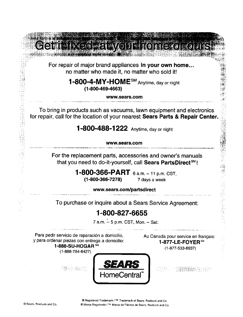 800-4-my-home | Craftsman 973.110470 User Manual | Page 16 / 16
