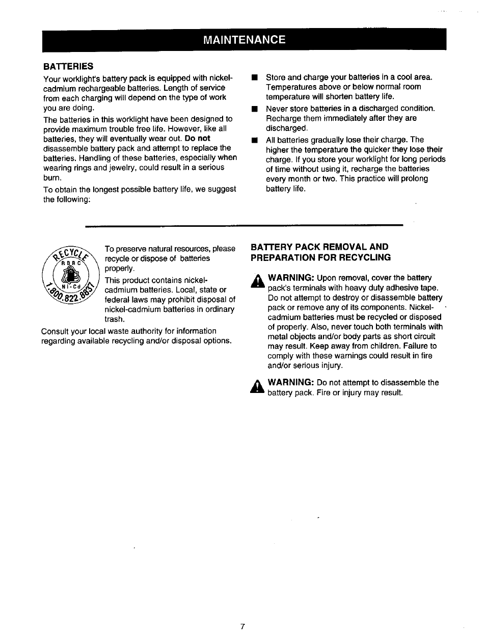 Maintenance | Craftsman 973.110470 User Manual | Page 7 / 16
