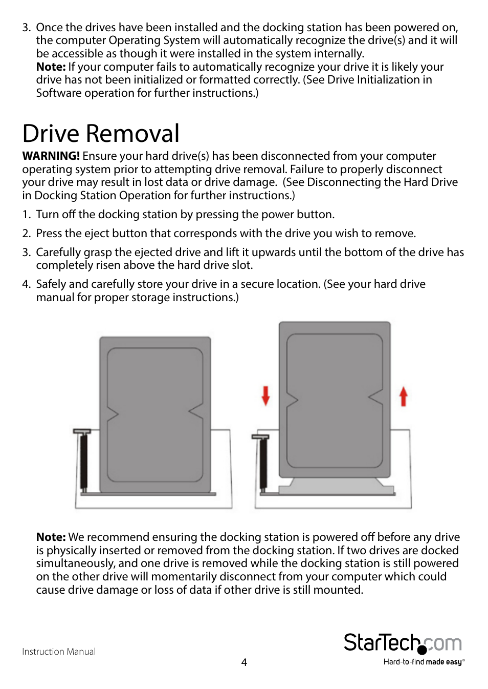 Drive removal | StarTech.com SDOCK2U33EB User Manual | Page 7 / 12