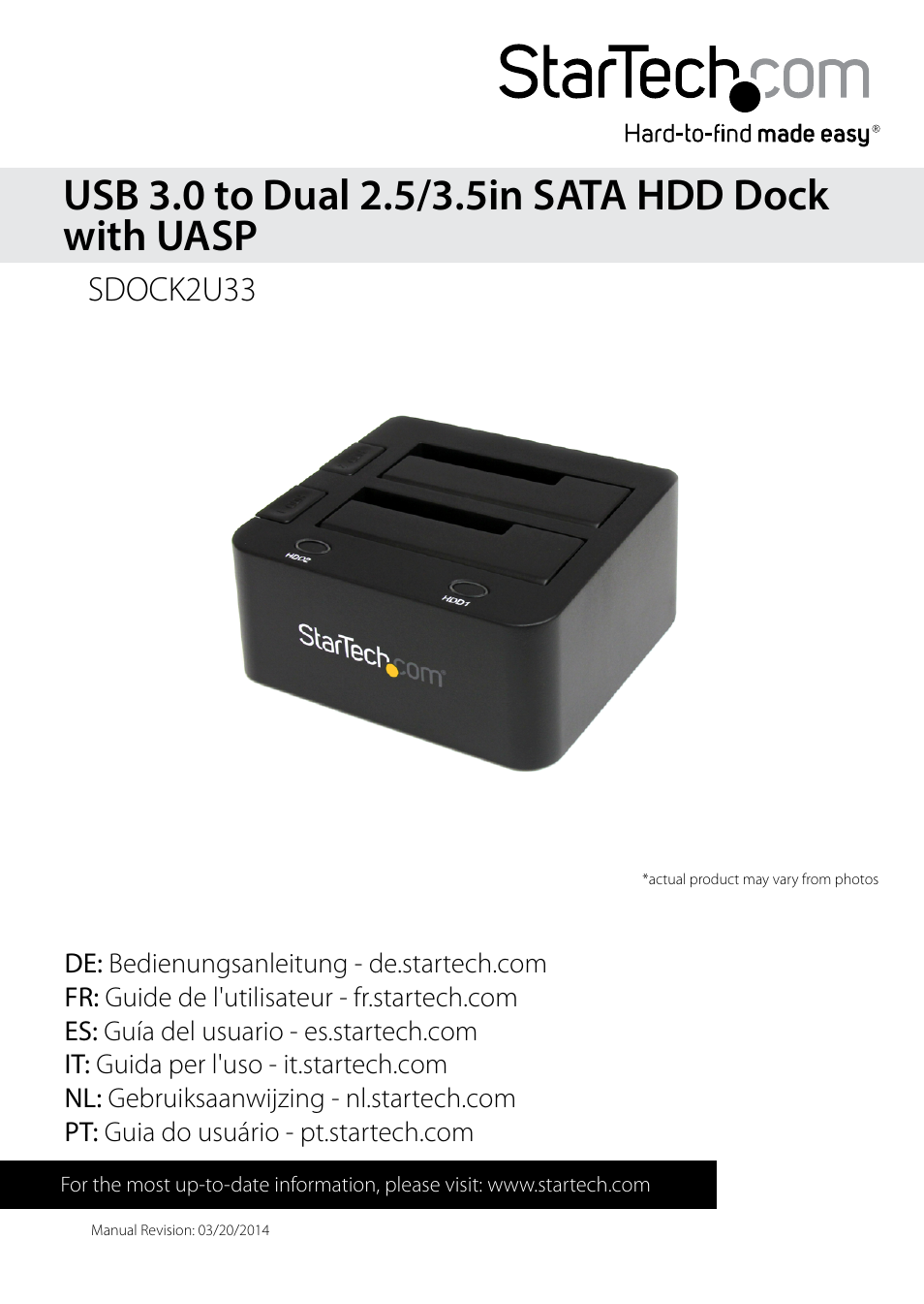 StarTech.com SDOCK2U33 User Manual | 11 pages