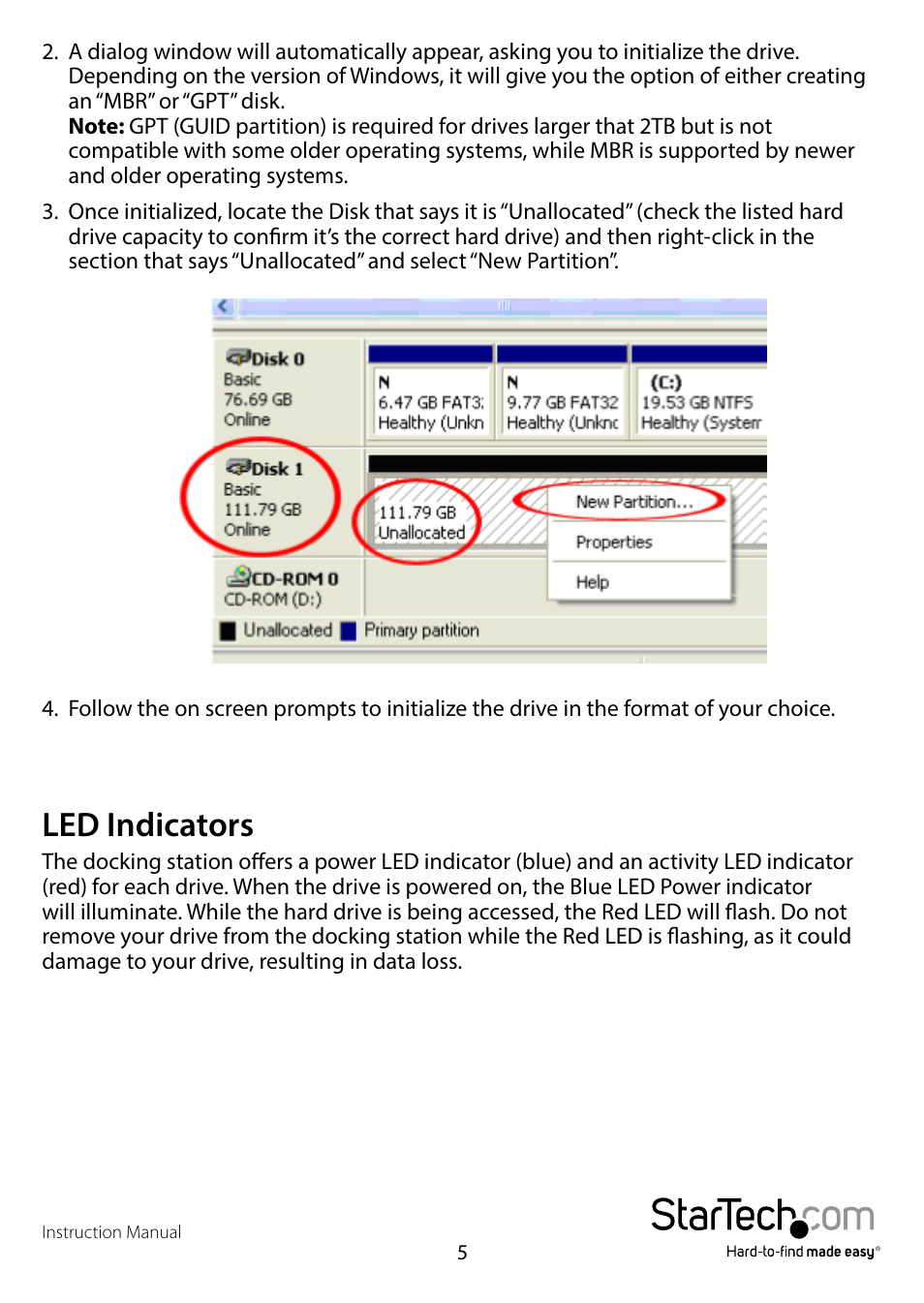 Led indicators | StarTech.com SDOCK2U33 User Manual | Page 8 / 11