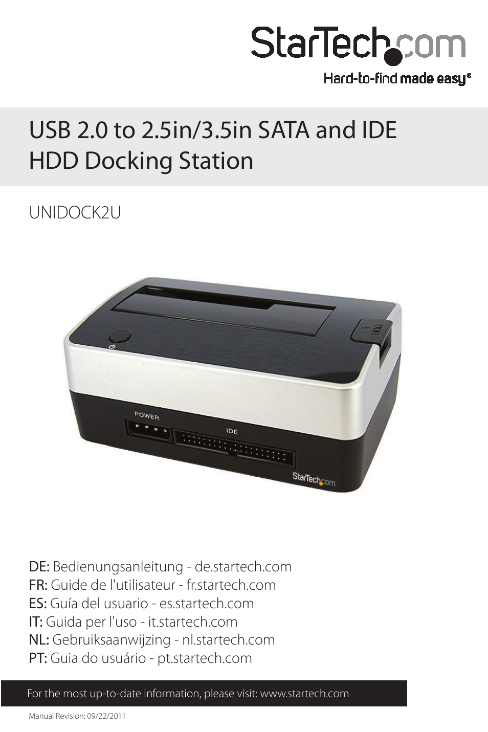 StarTech.com UNIDOCK2U User Manual | 11 pages