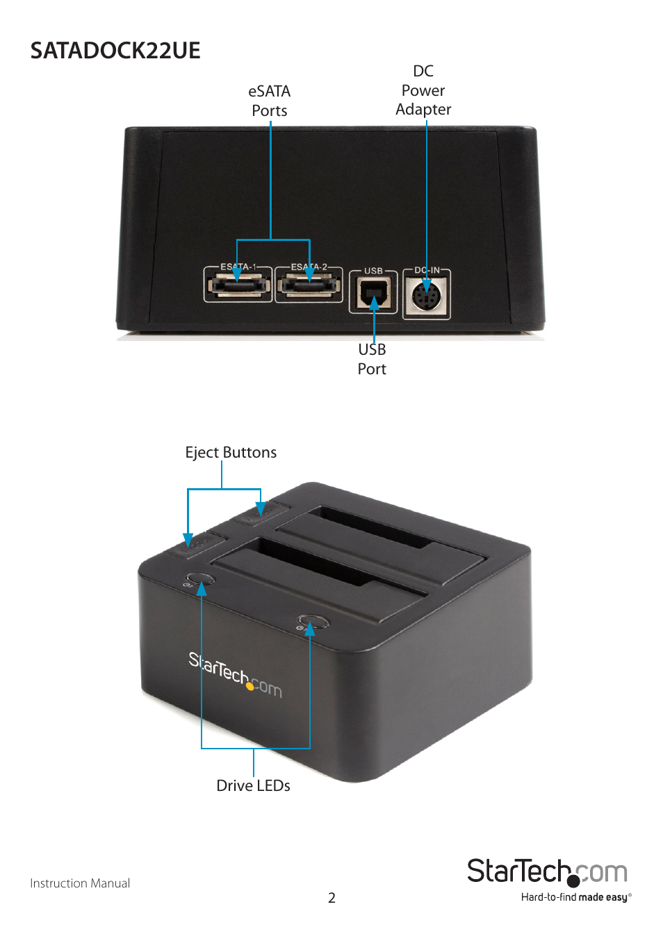 Satadock22ue | StarTech.com SATDOCK2UEEU User Manual | Page 5 / 12