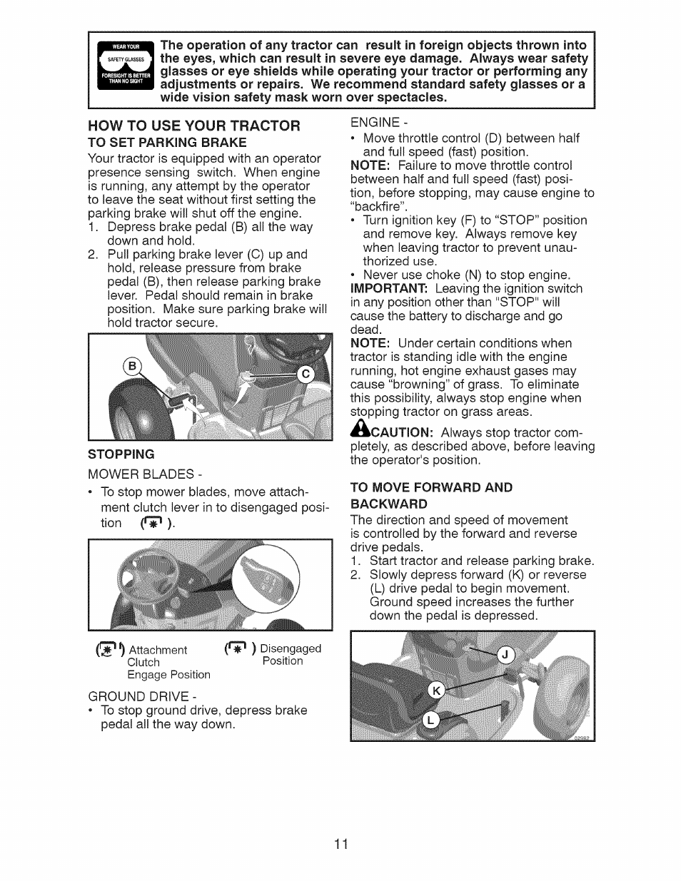 To move forward and backward | Craftsman 28928 User Manual | Page 11 / 64