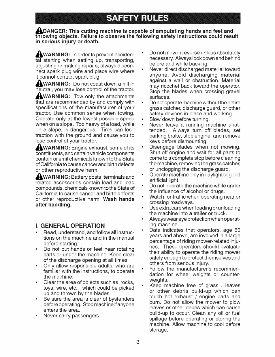 I. general operation, Safety rules | Craftsman 28928 User Manual | Page 3 / 64