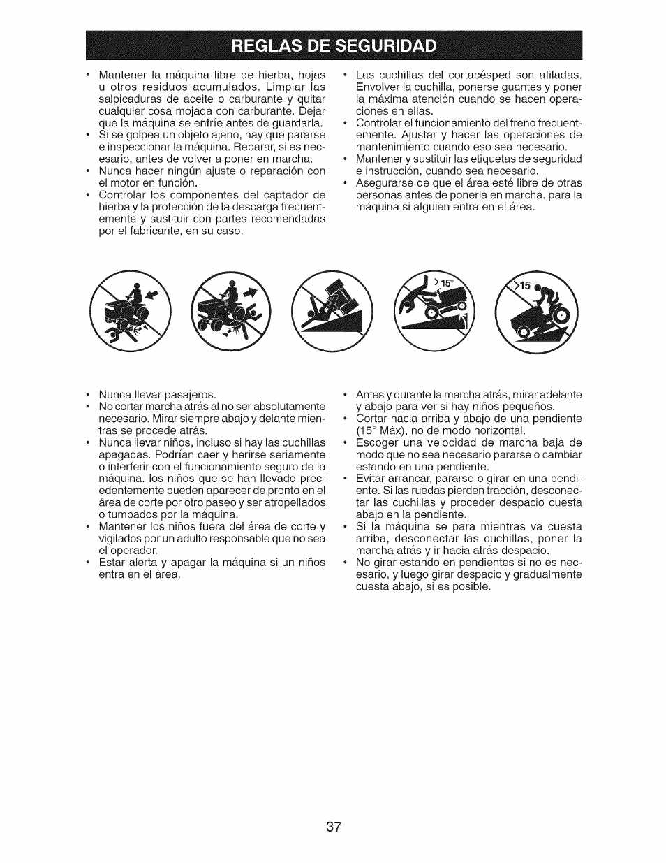 Reglas de seguridad | Craftsman 28928 User Manual | Page 37 / 64