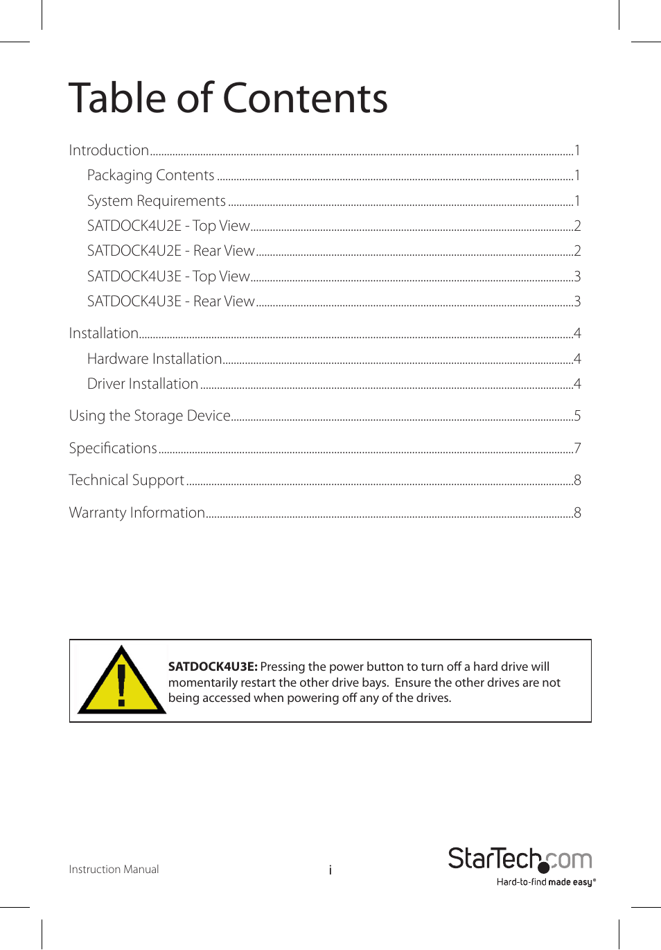 StarTech.com SATDOCK4U3E User Manual | Page 3 / 12