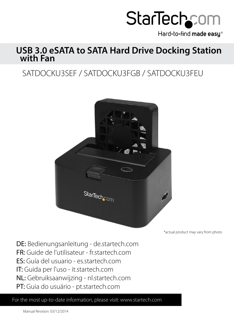 StarTech.com SATDOCKU3FEU User Manual | 12 pages