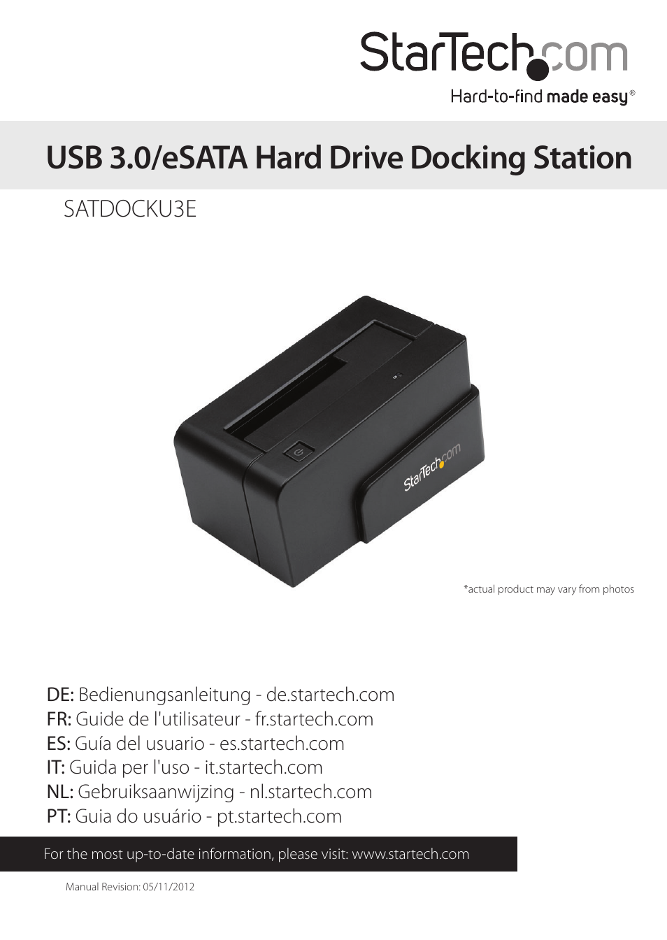 StarTech.com SATDOCKU3E User Manual | 10 pages