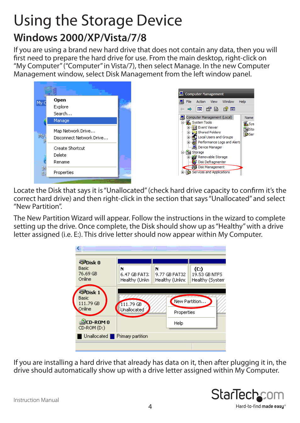 Using the storage device | StarTech.com SATDOCKU3E User Manual | Page 7 / 10