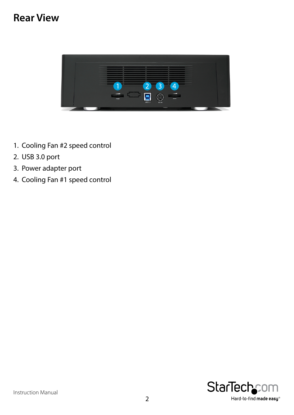 Rear view | StarTech.com SDOCK4U33 User Manual | Page 5 / 13