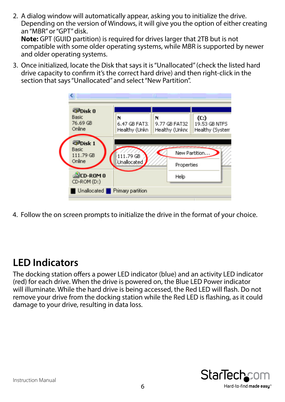 Led indicators | StarTech.com SDOCK4U33 User Manual | Page 9 / 13