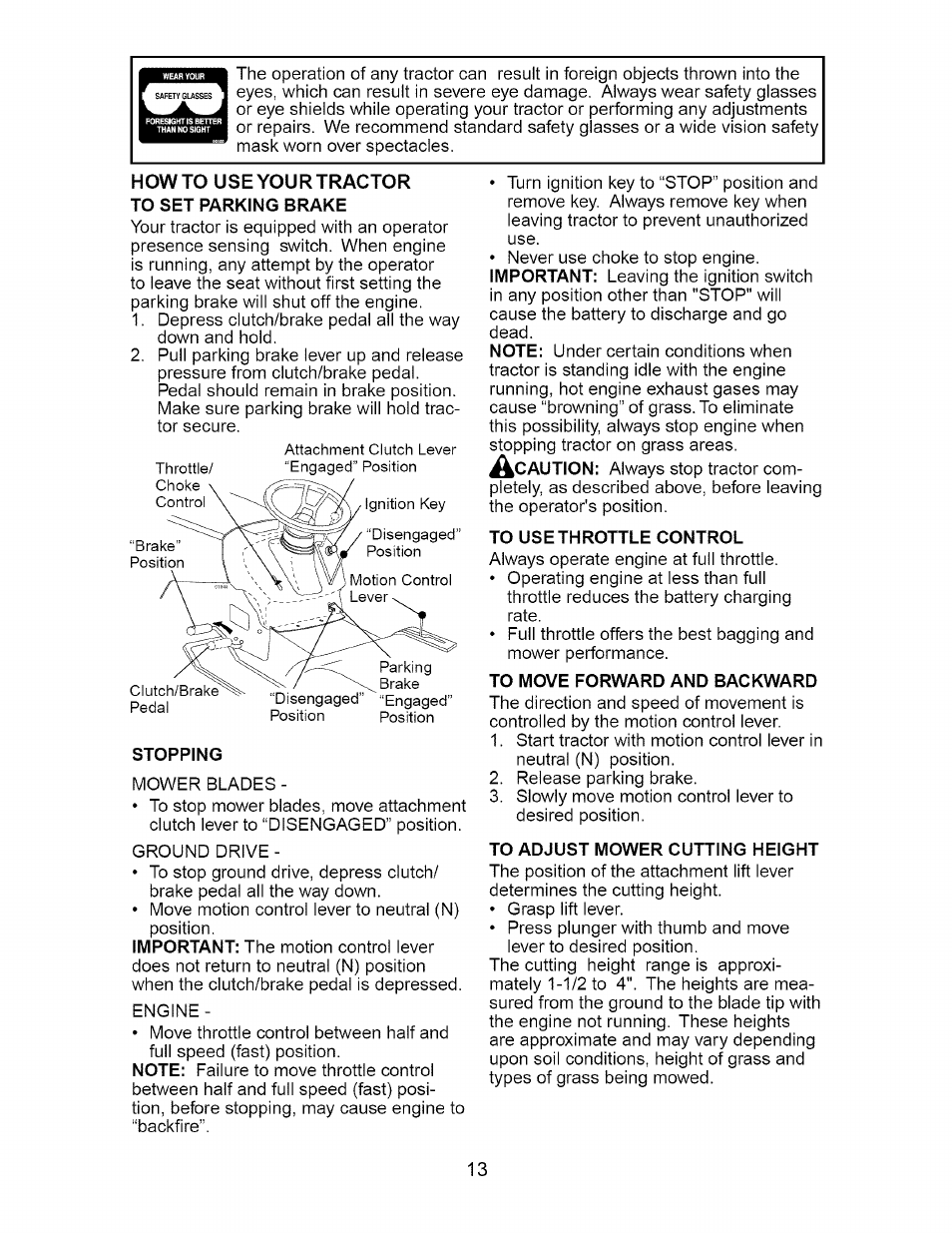 Howto use your tractor | Craftsman 917.275380 User Manual | Page 13 / 60