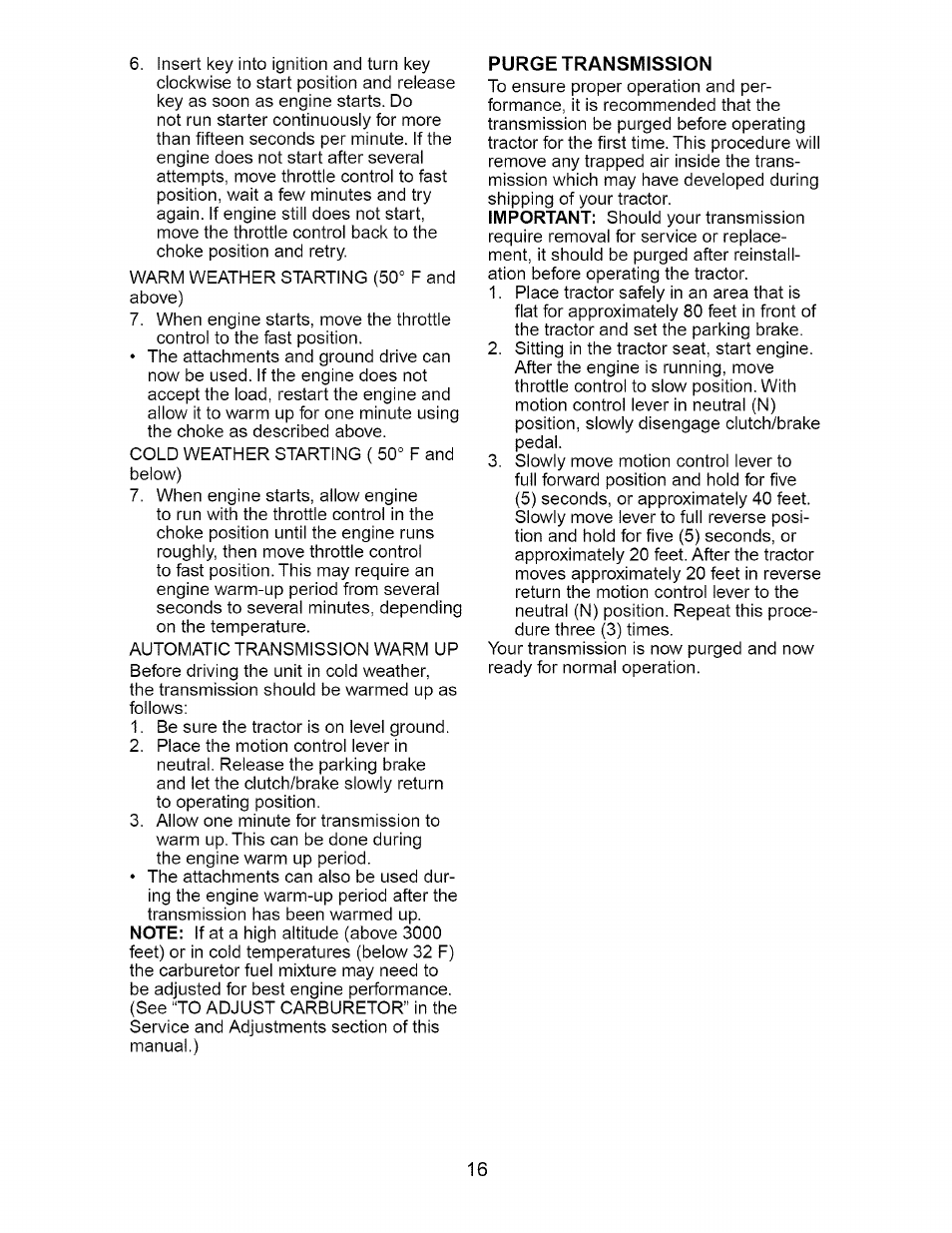 Purge transmission | Craftsman 917.275380 User Manual | Page 16 / 60
