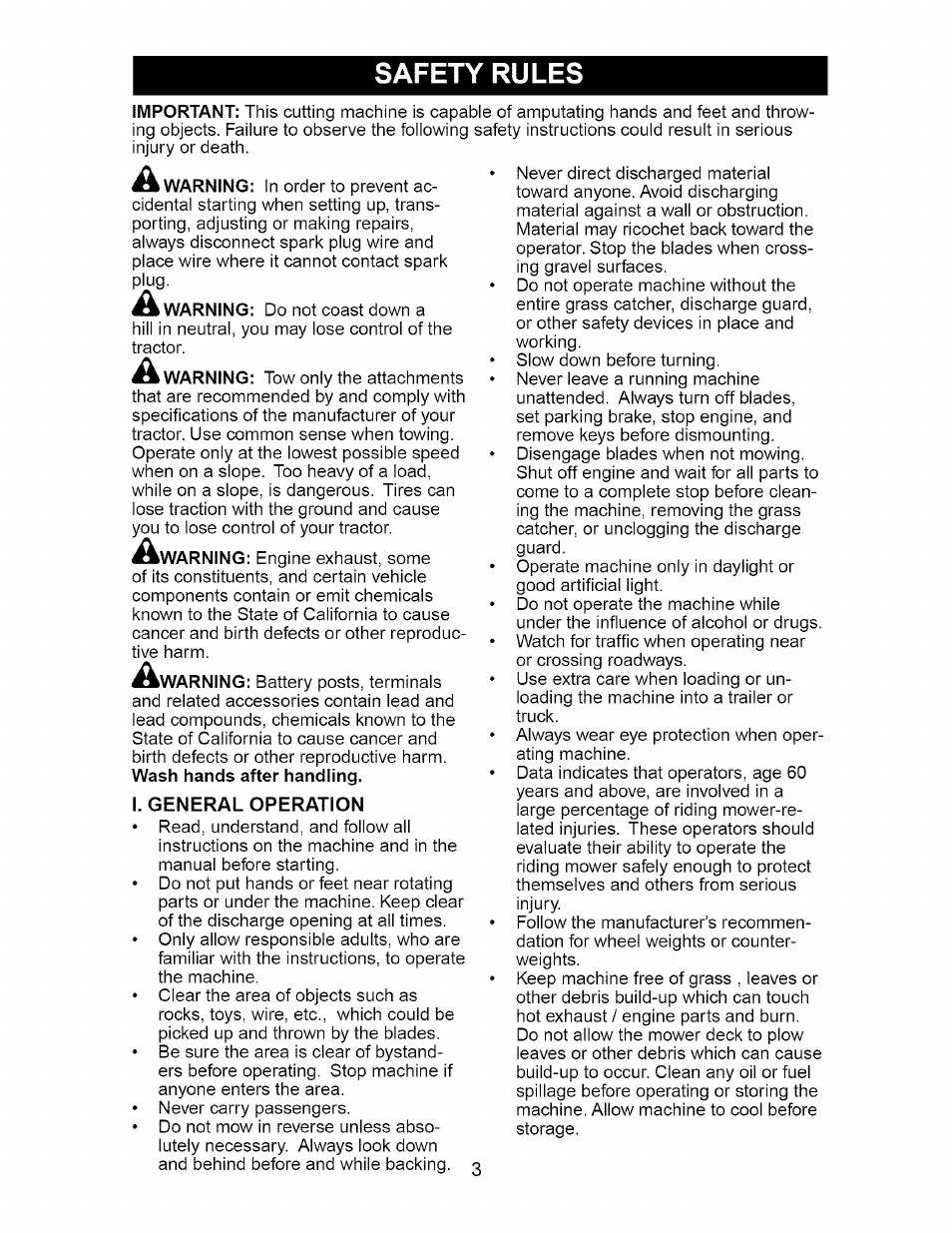 Safety rules | Craftsman 917.275380 User Manual | Page 3 / 60