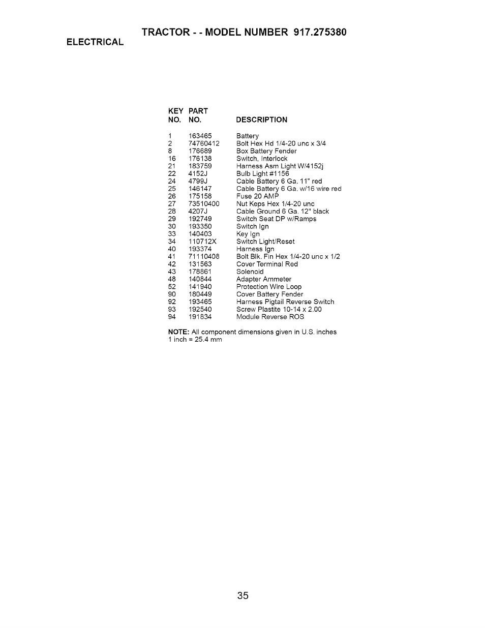 Electrical | Craftsman 917.275380 User Manual | Page 35 / 60