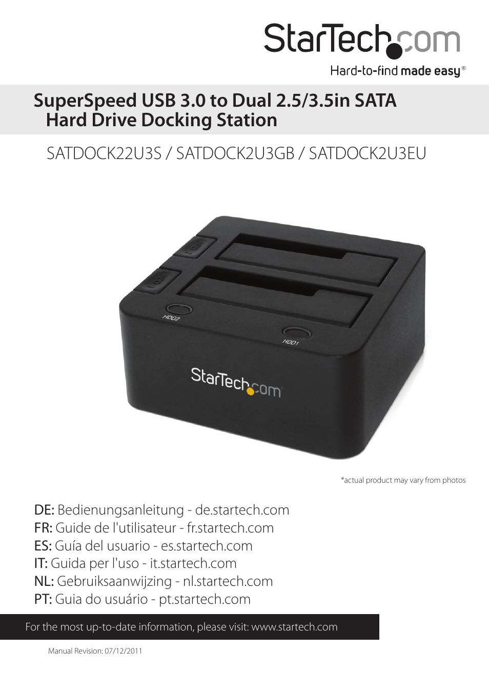 StarTech.com SATDOCK2U3EU User Manual | 11 pages