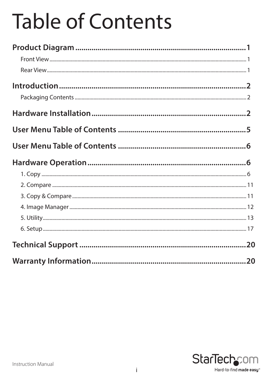StarTech.com SATDUP11IMG Manual User Manual | Page 3 / 24