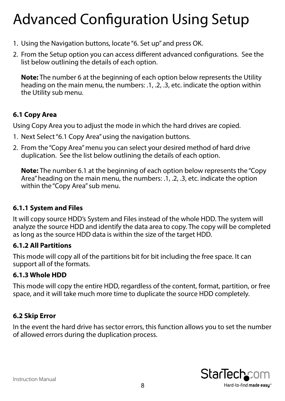 Advanced configuration using setup | StarTech.com SATDUP13 Manual User Manual | Page 11 / 14