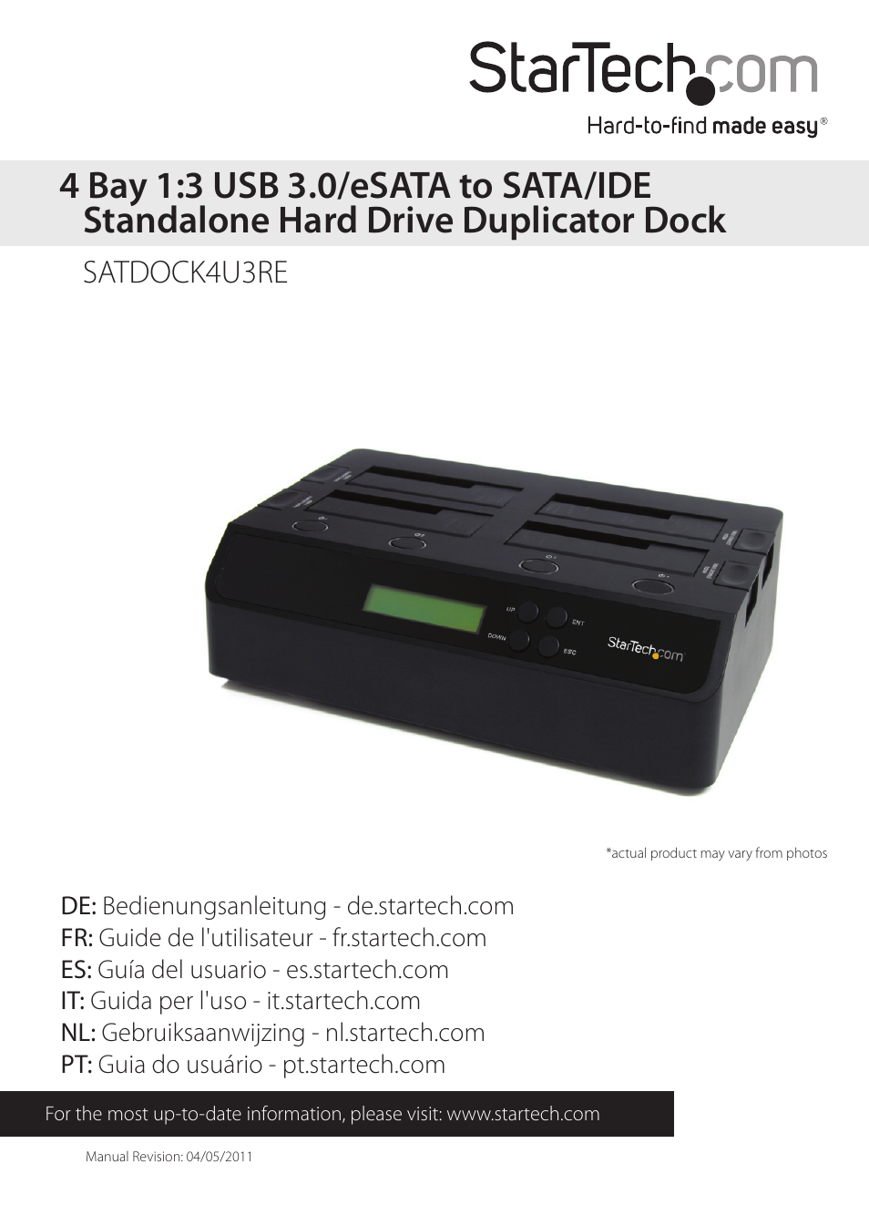 StarTech.com SATDOCK4U3RE User Manual | 12 pages