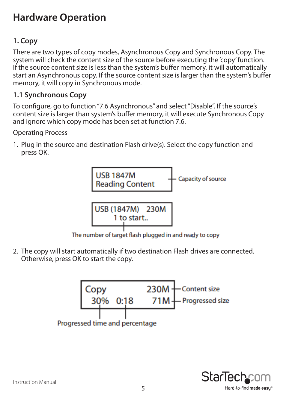 Hardware operation | StarTech.com USBDUP15 User Manual | Page 8 / 18