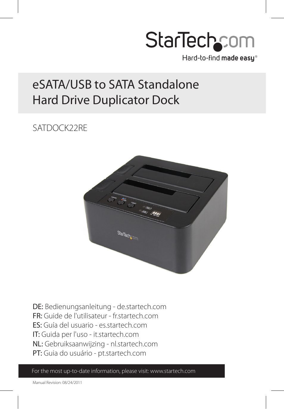 StarTech.com SATDOCK22RE User Manual | 10 pages