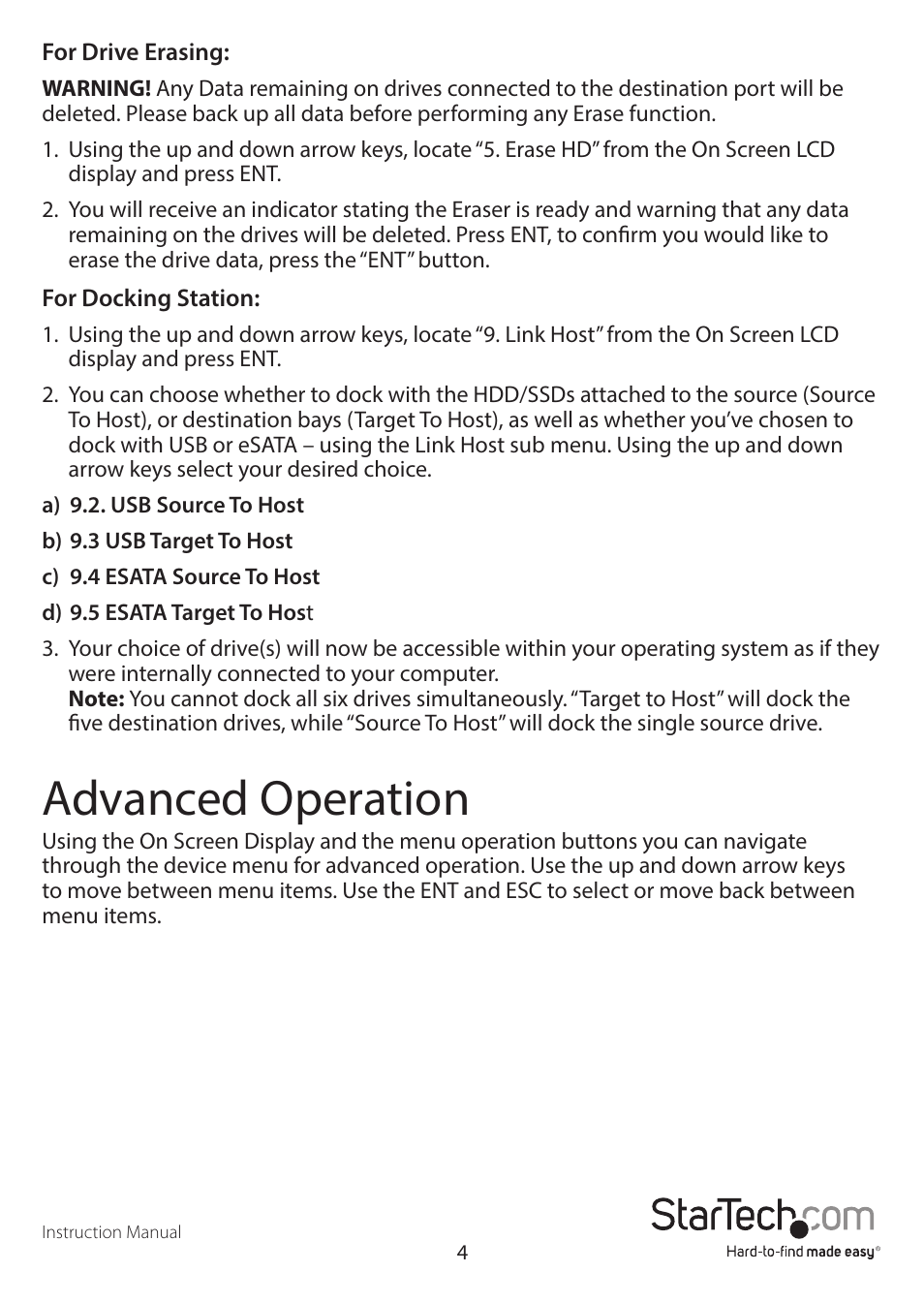 Advanced operation | StarTech.com SATDOCK5U3ER User Manual | Page 7 / 16