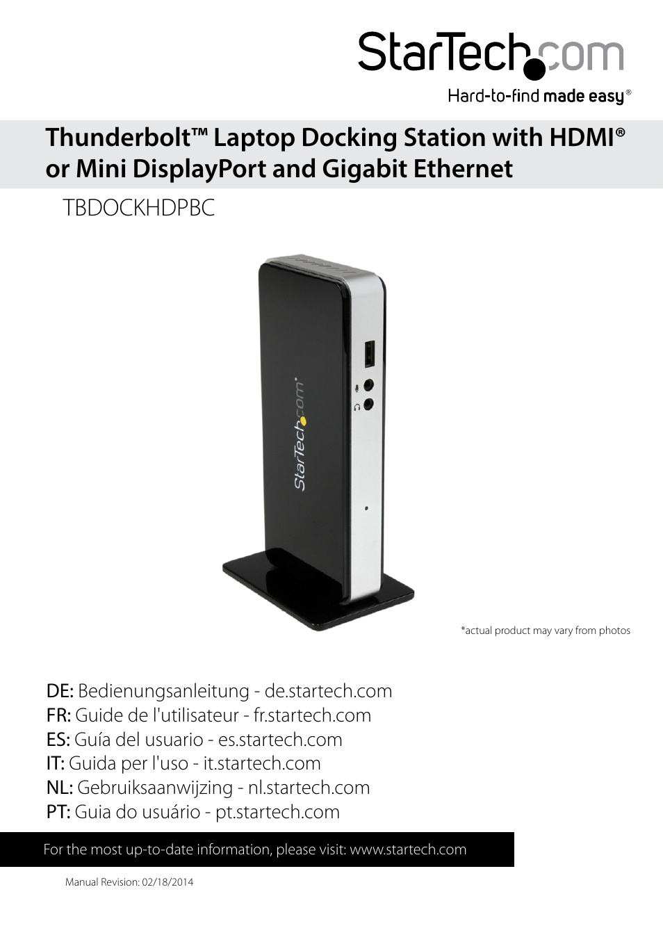 StarTech.com TBDOCKHDPBC Manual User Manual | 16 pages